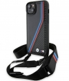 BMW M Carbon Tricolor met Strap Apple iPhone 15 Plus (6.7") Zwart
