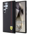 Ferrari Carbon Printed Stripe Back Case - Galaxy S24 Ultra Zwart