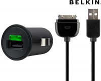 Belkin Micro Auto Car Charger + USB Charge Sync Cable iPad iPhone